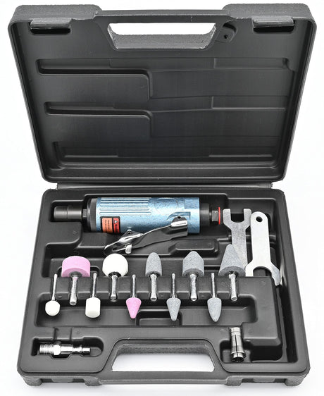 Air Die Grinder Kit With 1/4 and 1/8 inch Collets, Pneumatic Grinder Include 10 Pcs Die Grinder Attachments, Air Grinder Tool 25000 RPM By Bowd BOWD
