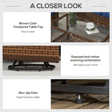 Outsunny 4 Piece PE Rattan Outdoor Patio Furniture Set, Wicker Conversation Set with 2 Swivel Rocking Chairs, 2-Tier Glass Table and Loveseat for Garden, Patio, Poolside, Blue Outsunny