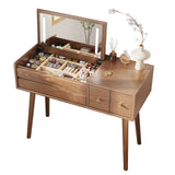 AQIMUELE Wood Vanity Desk with Mirror and Lights, Dressing Vanity Table Vanity Set 4 Drawers, 40 Inch Large Make Up Vanity Table Wooden with 3 Lighting Modes for Bedroom Walnut(with Adapter) AQIMUELE