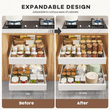 Seinloes 2 Pack Pull Out Cabinet Organizers 21"Deep With Raising Pad for Framed Cabinets,Expandable Slide Out Drawers Upgrade 3 Slide Rails,Roll Out Shelves Adhesive,Adjustable Width 12"-20.45" White Seinloes