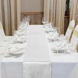 Aneco 4 Pack Satin Table Runner 12 x 108 Inch White Long Bright Silk and Smooth Fabric Party Table Runner for Wedding Banquet Party Decoration Aneco