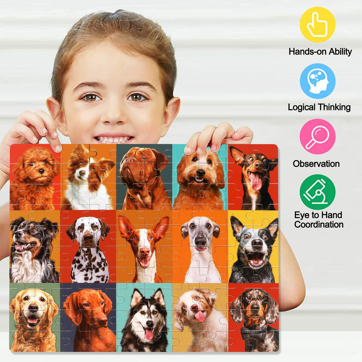 LELEMON Dog Jigsaw Puzzles in a Metal Box 100 Pieces Dog Jigsaw Puzzle for Kids Ages 4-8 Children Learning Educational Puzzles Toys LELEMON