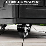 YITAHOME 90 Gallon Outdoor Storage Box with 6 Wheels, Large Double-Wall Resin Deck Box, Lockable Waterproof Outside Storage for Patio Furniture, Cushion, Pool Float, Garden Tool, Black YITAHOME