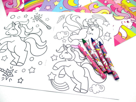 TINYMILLS Unicorn Coloring Book Set for Kids Party Favors with 12 Coloring Books and 48 Crayons Unicorn Birthday Party Favor Bag Filler Unicorn Party Carnival Prizes Classroom Rewards TINYMILLS