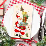 JarThenaAMCS 100Pcs Christmas Guest Napkin Vintage Santa Gift Box Disposable Paper Napkin Retro Dinner Hand Napkins for Thanksgiving Harvest Bathroom Supplies JarThenaAMCS