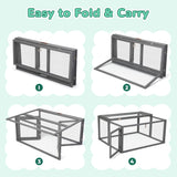 COZIWOW Chicken Coop Run Rabbit Hutch, Portable Chicken Cage Pens with Top & Side Opening Doors, Folding Wooden Chicken Coop, Outdoor Indoor Small Animal Playpen, Chicken Brooder Box, 45.3Inch (Grey) COZIWOW