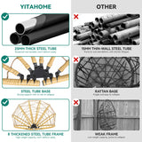 YITAHOME Hanging Egg Chair with Stand Swing Chair Wicker Indoor Outdoor Hammock Egg Chair with Cushions 330lbs for Patio, Bedroom, Garden and Balcony, Single, Beige YITAHOME