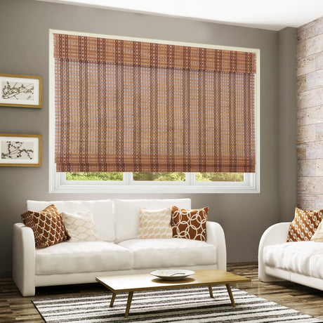 CHEFRU Bamboo Window Roman Shades, Walnut, Cordless Light Filter/Sheer Wood Window Shades Blinds CHEFRU