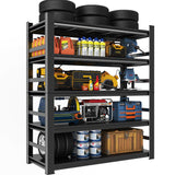 Heavy Duty 5-Tier Garage Shelf Steel Unit 3000lb Capacity | Garage & Basement Storage | Industrial Metal Shelving for Warehouse Workshop | Adjustable Rust-Resistant (72"H x 36"W x 16"D, Black) Hymnxemo