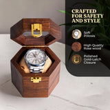 inanosa Men’s Watch Box Organizer – Dark Rosewood Display Case with Glass Lid, Stylish Travel Watch Storage, Gift for Him (1 Slot) inanosa