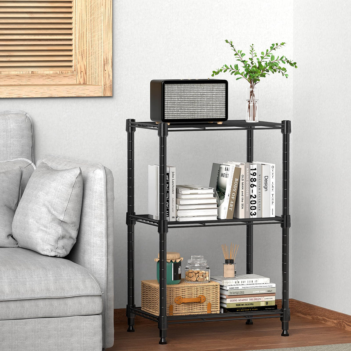 MZG 450 lbs Steel Storage Shelving 3-Tier Utility Shelving Unit Steel Organizer Wire Rack for Home,Kitchen,Office (11.8" D x 17.7" W x 26.3" H) M MZG