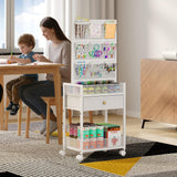 5-Tier Craft Rolling Cart, Craft Organizers and Storage with 18-Pocket, Utility Cart with Drawer & Lockable Wheels, Art & Craft Supply Organizer for Kids' & Adults'Studio, Bedroom (White) Hencawima