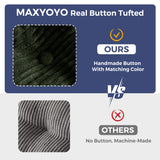 MAXYOYO Bean Bag Chair for Adults, Upholstered Floor Sofa with Armrests, Loveseat Boneless Couch with Tufted Cushion & Backrest, Sofa in A Box, Large Bean Bag Couch for Bedroom Living Room, Green MAXYOYO