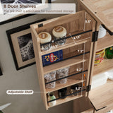 ACCOHOHO 72" Tall Kitchen Pantry with Rattan Doors, Storage Cabinet with Organizer, Drawer and Adjustable Shelves, Wood Cupboard for Kitchen, Dining Room, Bathroom and Hallway, Natural Oak ACCOHOHO