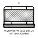 Honey-Can-Do Reversible Garage Wall Grid Shelf With Hooks, Black SHF-09837 Black Honey-Can-Do