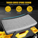 YELLOW JACKET Mechanic Stool with Wheels Rolling Stool Chair 300 lbs Capacity,Garage Mechanics Seat with Two Tool Tray and A Drawer Workshop Creeper Seat for Auto Repair Work YELLOW JACKET