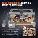 VEVOR, 20W Output Engraving Machine, 15.7" x 15.7" Large Working Area 10000mm/min Movement Speed, Compressed Spot with Eye Protection, Laser Cutter for Wood, Metal, Acrylic, Gray VEVOR