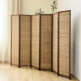 Pawlabay 6 Panel Room Divider Screen,5.6 FT Tall Bamboo Room Divider Folding Privacy Screen,Freestanding Room Divider for Room Seperation,Brown PawlaBay