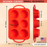 BAKE BOSS Silicone Muffin Pan with Handles, 6 Cup Regular Size Cupcake Pan, Perfect Silicone Muffin cups for Baking Keto Paleo Vegan Muffin Recipes, Nonstick Cupcake Maker Silicone Molds BAKE BOSS