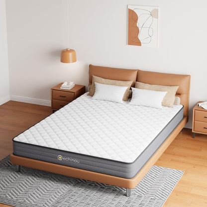 PECHINOU Twin Size Mattress, 6 INCH Twin Mattress in a Box with Gel Memory, Comfort Hybrid Mattress Twin Size with Memory Foam and Springs, Medium Firm Support, Pressure Relief, CertiPUR-US