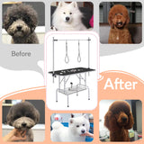 Yaheetech 46'' Pet Grooming Table for Large Dogs Adjustable Height Portable Trimming Table Drying Table w/Arm/Noose/Mesh Tray Maximum Capacity Up to 265Lb, Black Yaheetech
