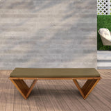 Mega Casa Outdoor Wooden Bench with Weatherproof Cushion, Solid Fir Wood, Coating with Wood Varnish, 3-Seater, for Patio, Porch, Yard, Garden, 62.8 inches (Teak Tone) Mega Casa