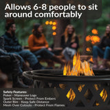 Sunnydaze Black Crossweave Outdoor Fire Pit - Wood-Burning Fire Pit for Outside with Spark Screen, Poker and Cover - 36-Inch Sunnydaze