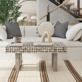 East at Main White Coffee Table – Handmade Accent Table with Coconut Shell Inlay, 40" Rectangular Wood Table for Living Room, Coastal Farmhouse or Boho Decor East at Main