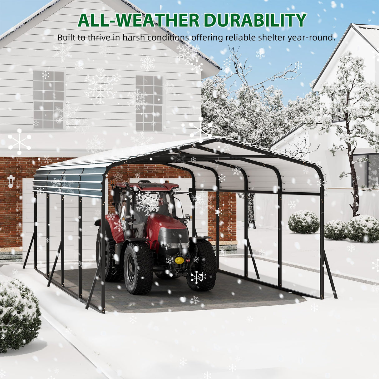 Hipicute 12' x 20' x 8.5' Heavy Duty Metal Carport with Galvanized Steel Roof, Steel Carport Kits Outdoor with Metal Roof, Galvanized Car Shelter for Tractors, Pickup, Boat, Car Hipicute
