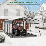 Hipicute 12' x 20' x 8.5' Heavy Duty Metal Carport with Galvanized Steel Roof, Steel Carport Kits Outdoor with Metal Roof, Galvanized Car Shelter for Tractors, Pickup, Boat, Car Hipicute