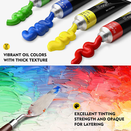 Oil Paint, 40pcs (18ml/0.6oz) with Storage Box, Rich Pigments, Vibrant, Non Toxic Paints for Professional Artist, Hobby Painters & Kids, Ideal for Canvas Painting Magicfly
