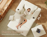 Busaurus 62" Oversized Chaise Lounge Chair Indoor, Fluffy Corduroy Upholstered Boneless Couch, Convertible Sleeper Sofa Bed & Reading Chair, Cloud Sofa Couches for Living Room, No Assembly, Beige Busaurus