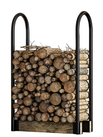 Fire Beauty Firewood Log Rack Adjustable Bracket Kit, Fireplace Wood Storage Holder,Black Powder,Coated Steel, Outdoor and Indoor - WoodArtSupply