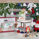 Krismax Decorative Trays - Two Tiered Tray Stand Rustic Tiered Tray Decor Farmhouse 2 Tiered Tray Serving Tray Seasonal & Holiday Decoration Wooden Tray for Coffee Table Farmhouse Display Stand Tray Krismax