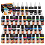 Airbrush Paint - 33 Colors Airbrush Paint Set with 3 Tinner, Plastic & Wood Acrylic Air brush Paint Kit Ready to Spray, Water-Based for Artists Beginners Hobbyist, 0.34 Fl Oz/10ml EKOHERR