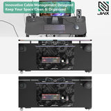 JWX 4 Legs Standing Desk with Dual Motor, Flip-up Cable Management Design with Acrylic Led Light JWX