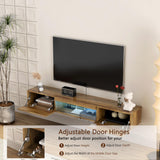 QIANYEWANG Floating TV Stand Wall Mounted with Power Outlet,Modern Wood Wall Mounted Media Console Shelf,Floating Entertainment Center for Under TV Storage for Living Room Bedroom Office,Brown QIANYEWANG