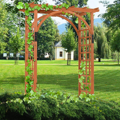 EnjoyShop Premium Outdoor Wooden Cedar Arbor Arch Pergola Trellis Wood Garden Yard Lattice EnjoyShop