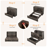 AMERLIFE Queen Murphy Bed Cabinet with Charging Station and Storage, Farmhouse Foldable Platform Bed for Guest Room, Office, Small Spaces, Black Oak AMERLIFE