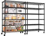 PrimeZone 6 Tier Wire Shelving with Wheels 78''H 1500lbs Storage Shelves NSF Certified Heavy Duty Steel Metal Shelf Adjustable Rolling Rack Kitchen Garage Closet Pantry Laundry 78''HX36''WX18''D 2Pcs PrimeZone