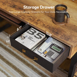 FEZIBO 55 x 24 Inch Height Adjustable Electric Standing Desk with Double Drawers&Keyboard Tray, Stand Up Desk with LED Strips, Sit Stand Desk with Monitor Stand, Rustic Brown FEZIBO