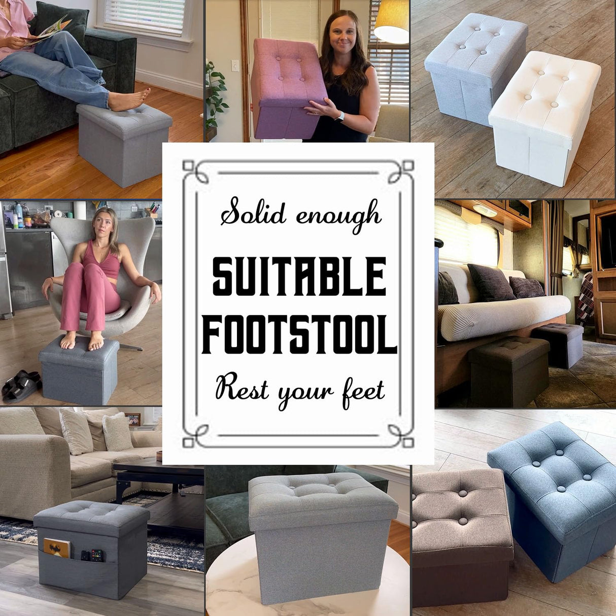 Docvania Ottoman Storage Ottoman Foot Rest Stool Foldable Bench with Storage Student Dormitory Bedroom and Entryway Storage 17 X 13 X 13 Docvania