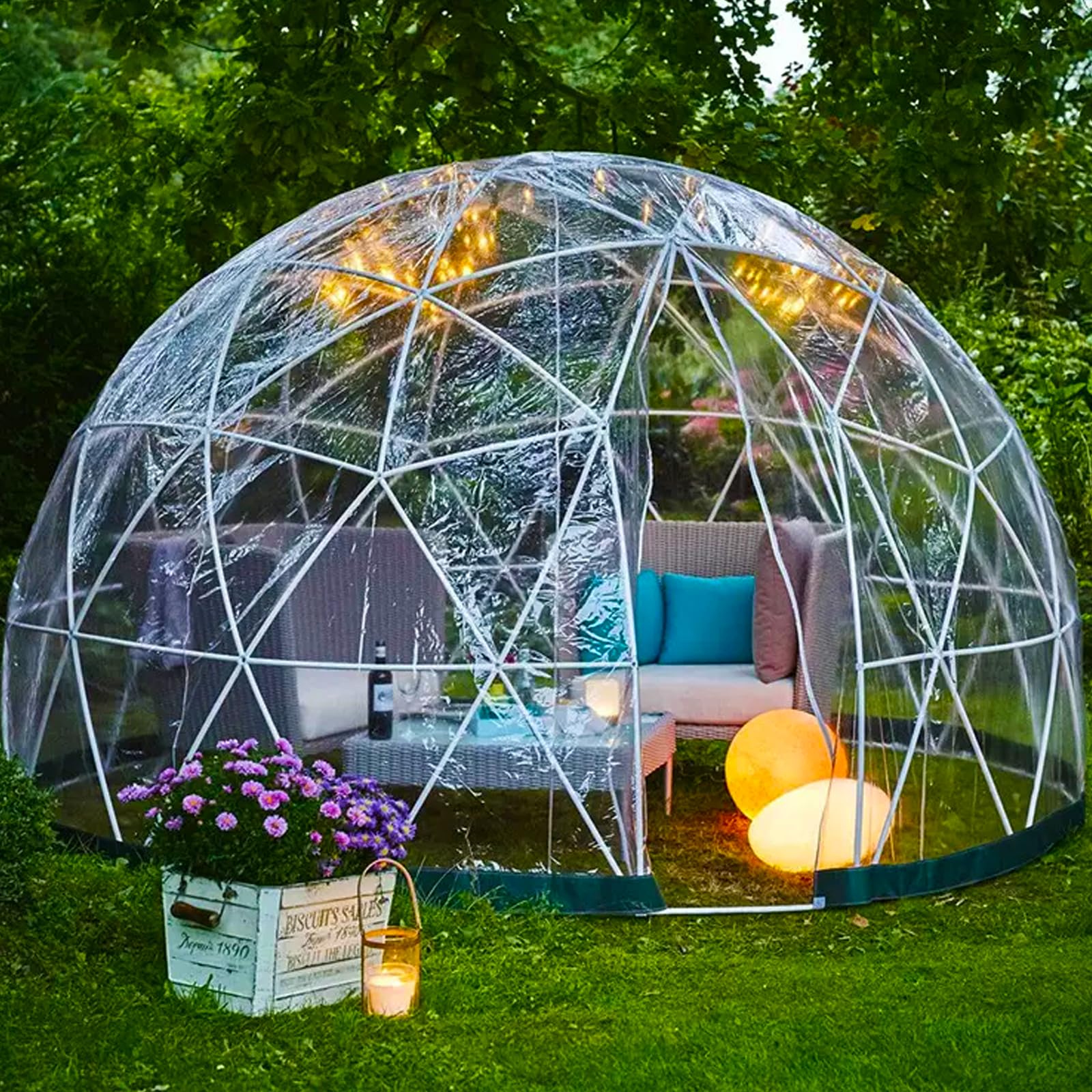 Garden Dome Igloo Clear Bubble Tent Outdoor 12 FT, Weather Proof Pod Camping Patio Tent for Backyard Canopy Gazebos Screen House Room Lean to Greenhouse - WoodArtSupply