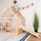 Woodandhearts Toddler Gym Playhouse, Indoor Playground, Toddler Playground, Montessori Climbing Set (Ramp, Natural Wood) Wood And Hearts