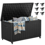 YITAHOME 90 Gallon Outdoor Storage Box with 6 Wheels, Large Double-Wall Resin Deck Box, Lockable Waterproof Outside Storage for Patio Furniture, Cushion, Pool Float, Garden Tool, Black YITAHOME