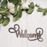 CREATCABIN Welcome Wood Cutout Sign Word Sculpture Wood Sign Unfinished Laser Cut Wooden Welcome Wall Art Decoration Hanging Rustic for Home Porch Wedding Party Classroom Farmhouse 6x12Inch CREATCABIN