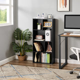 VECELO 42 Inch High Bookcase, 4-Tier Modern Storage Cabinet with Height Difference Shelves for Standard Textbooks, Floor Standing Display, 7 Cubes, Horizontal Avaiable, Easy Assembly, Black VECELO