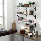 Heimlove Floating Shelves for Wall, 36 Inch Long Wood Floating Bookshelf Set of 3, Wall Mounted Hanging Shelf for Bathroom Bedroom Kitchen, White Heimlove