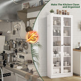 VIYET 72" Tall Kitchen Pantry Cabinet,White Metal Pantry Cabinet with 2 Doors & 5 Adjustable Shelves,Utility Storage Cabinet Rust-Resistant for Living Room,Dining Room,Bathroom,Garage,Basement VIYET