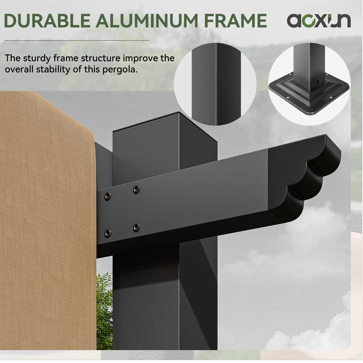 Aoxun 10'x10' Outdoor Pergola, Heavy-Duty Aluminum Pergola Patio, Modern Pergola with Retractable Sun Shade Canopy for Garden, Deck and Backyard Aoxun